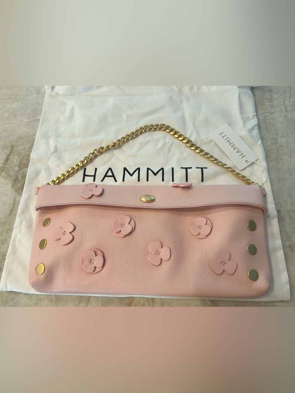 NWT 🦩 Hammitt Invitation Clutch Flamingo Pink Floral Leather NWT🦩 - Picture 2 of 7